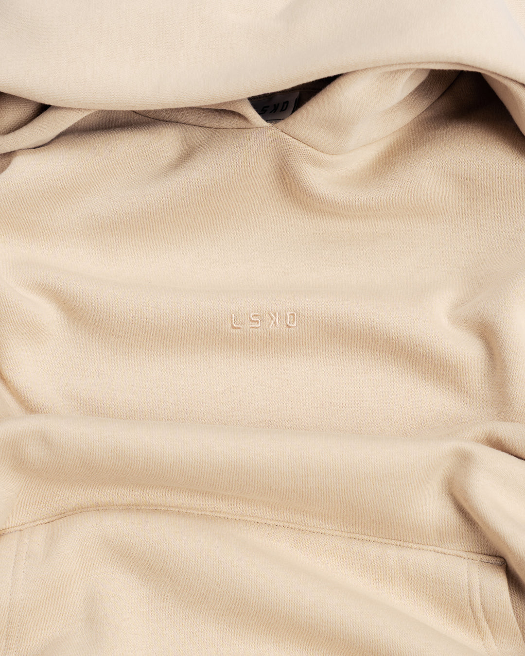Close up of LSKD Logo on Base Oversized Hoodie - Shale Beige
 - view 15