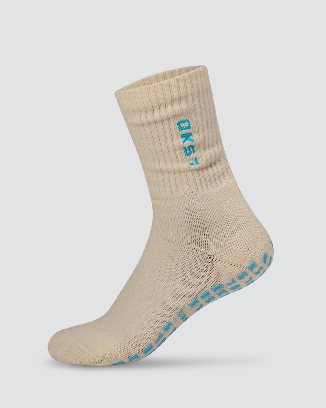 Signal Pilates Crew Grip Socks 2.0 - Off White-Baltic Sea - view 1