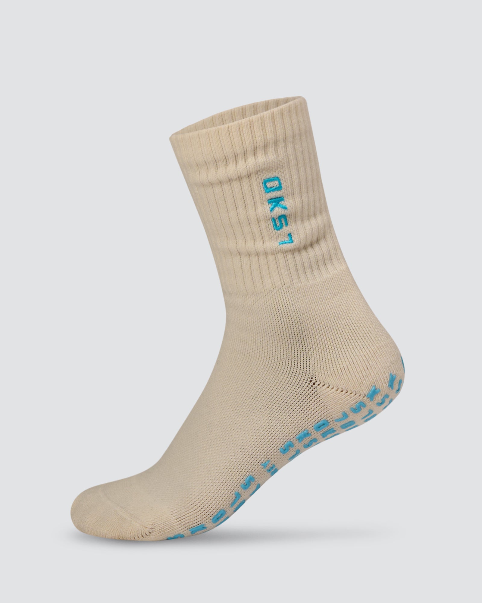 Signal Pilates Crew Grip Socks 2.0 - Off White-Baltic Sea