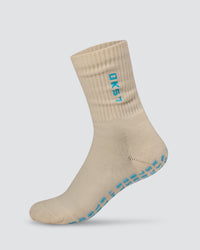 Signal Pilates Crew Grip Socks 2.0 - Off White-Baltic Sea | Thumbnail Index: 0