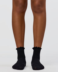 Frill Quarter Sock - Black | Thumbnail Index: 1