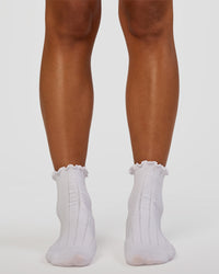 Frill Quarter Sock - White | Thumbnail Index: 2