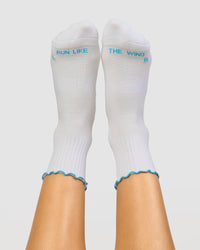 GG - Fast Frill Quarter Sock - GG- White-Baltic Sea | Thumbnail Index: 1