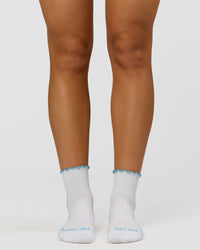 GG - Fast Frill Quarter Sock - GG- White-Baltic Sea | Thumbnail Index: 3
