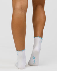 GG - Fast Frill Quarter Sock - GG- White-Baltic Sea | Thumbnail Index: 5