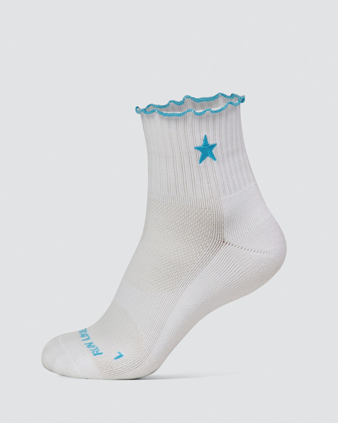 GG Fast Frill Quarter Sock - GG- White-Baltic Sea - view 1