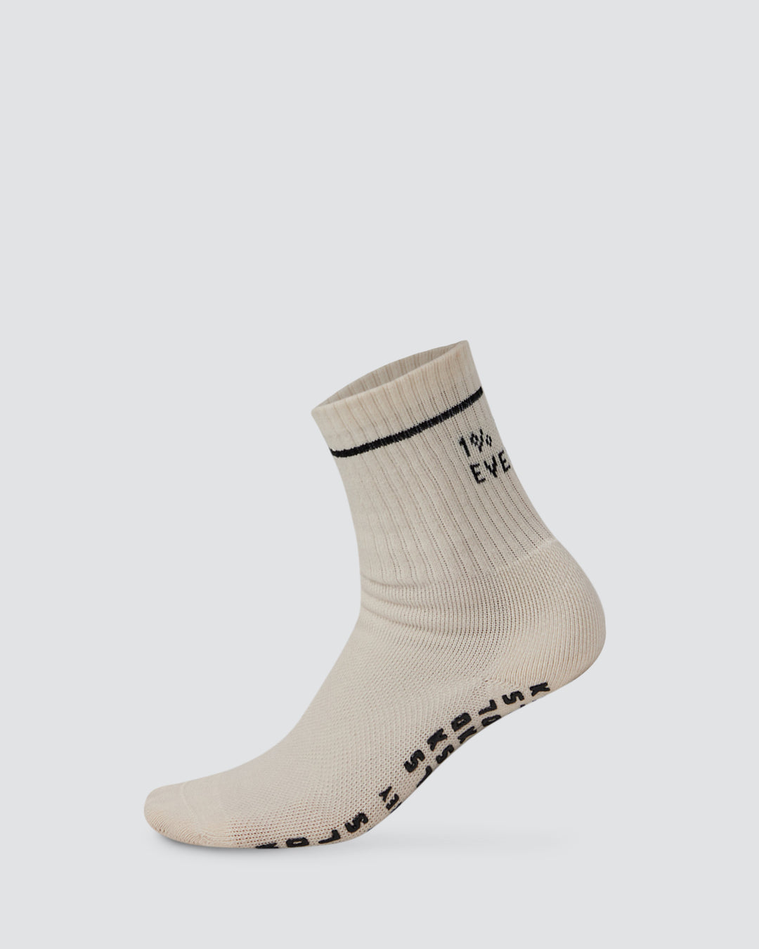 1% Better Pilates Grip Sock - Off White-Black - view 1