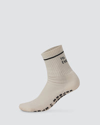 1% Better Pilates Grip Sock - Off White-Black | Thumbnail Index: 0