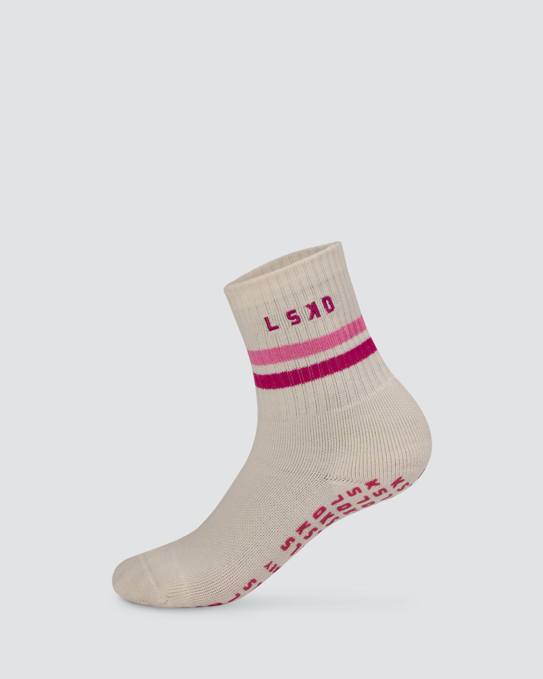1% Better Pilates Grip Sock - Off White-Black - view 1