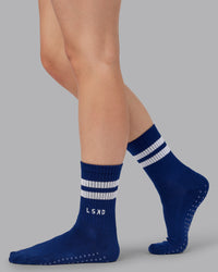 Heritage Crew Pilates Grip Socks - Midnight Blue | Thumbnail Index: 1