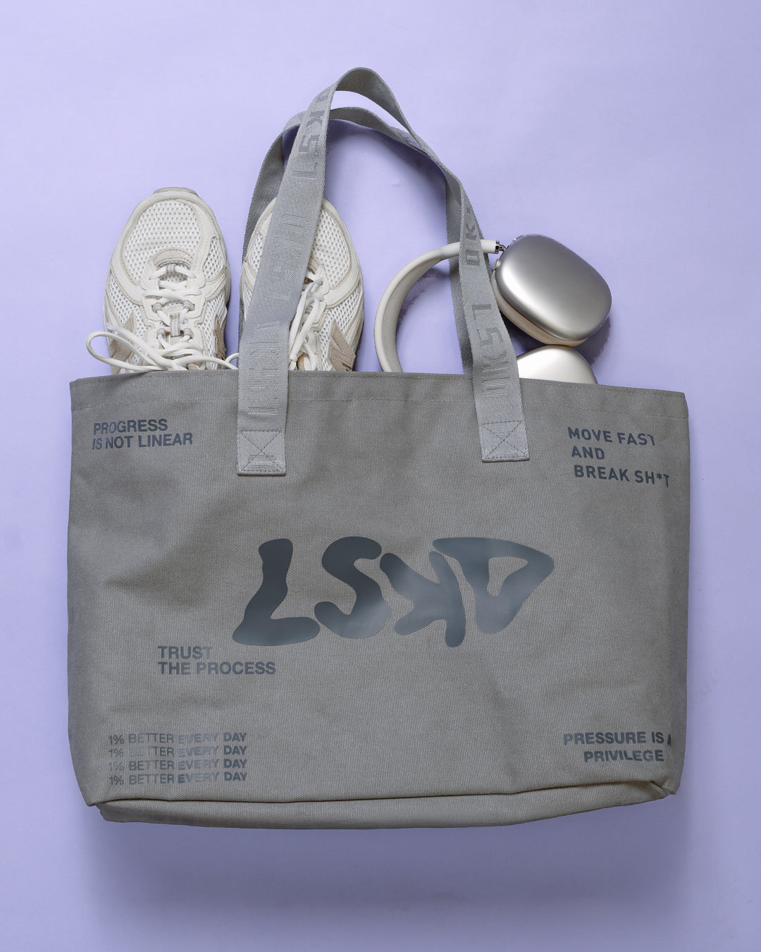 Hold It All Canvas Tote - Circular Grey-Values - view 1