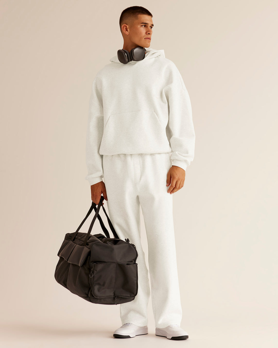 Man wearing AfterDark ZeroCrease Straight Leg Pant - Silver Marl | Model:Jackson | Size:L - view 8