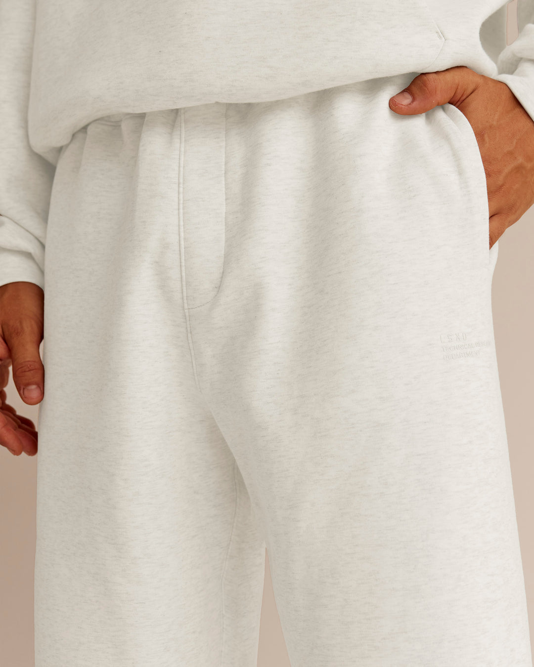 Man wearing AfterDark ZeroCrease Straight Leg Pant - Silver Marl | Model:Jackson | Size:L - view 7