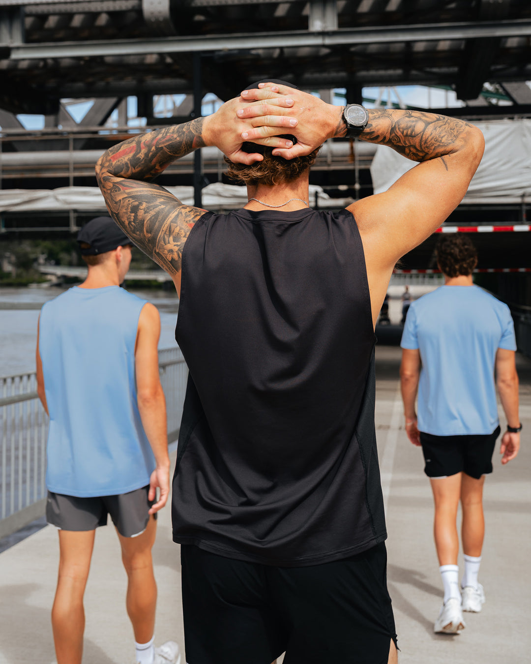 Man wearing AirTrack Muscle Tank - Black | Model:Zane | Size:L - view 2