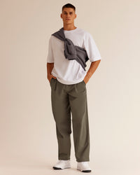 Man wearing All Day ZeroCrease™ Wide Leg Pant - Walnut Grey | Model:Jackson | Size:L | Thumbnail Index: 1