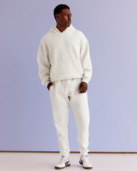 Man wearing Base Oversized Hoodie - Silver Marl | Model:Paabio | Size:L | Thumbnail Index: 3