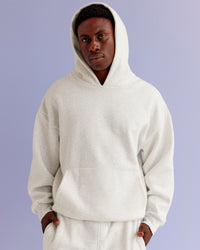Man wearing Base Oversized Hoodie - Silver Marl | Model:Paabio | Size:L | Thumbnail Index: 0