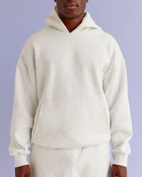 Man wearing Base Oversized Hoodie - Silver Marl | Model:Paabio | Size:L | Thumbnail Index: 2