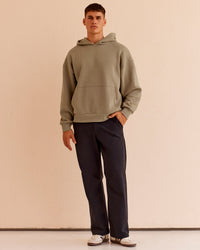 Man wearing Base Oversized Hoodie - Taupe Ash | Model:Jackson | Size:L | Thumbnail Index: 7