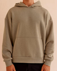 Man wearing Base Oversized Hoodie - Taupe Ash | Model:Jackson | Size:L | Thumbnail Index: 6