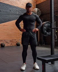 Man wearing BaseTech Long Sleeve Tee - Black | Model:Paris | Size:L | Thumbnail Index: 2