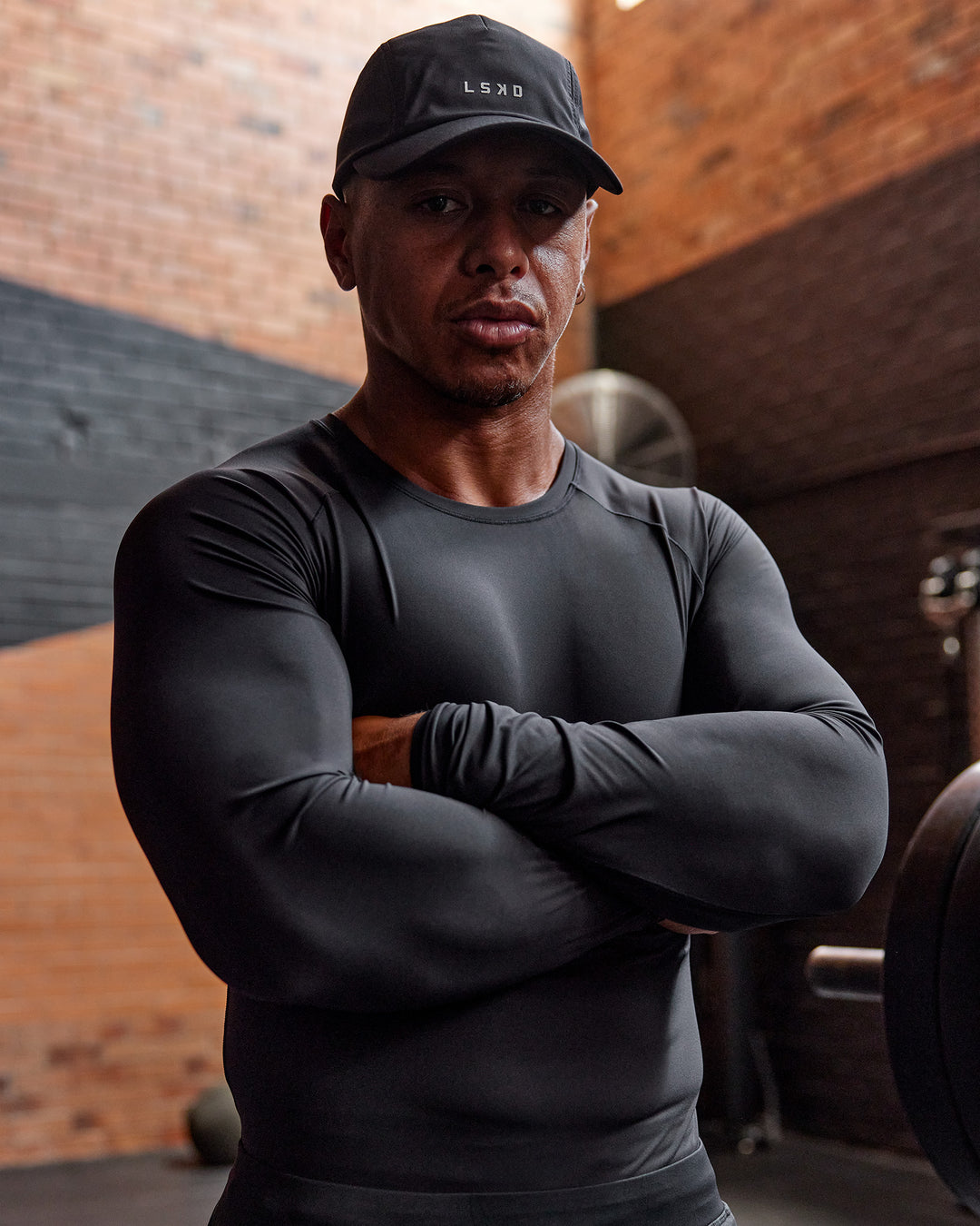 Man wearing BaseTech Long Sleeve Tee - Black | Model:Paris | Size:L - view 2