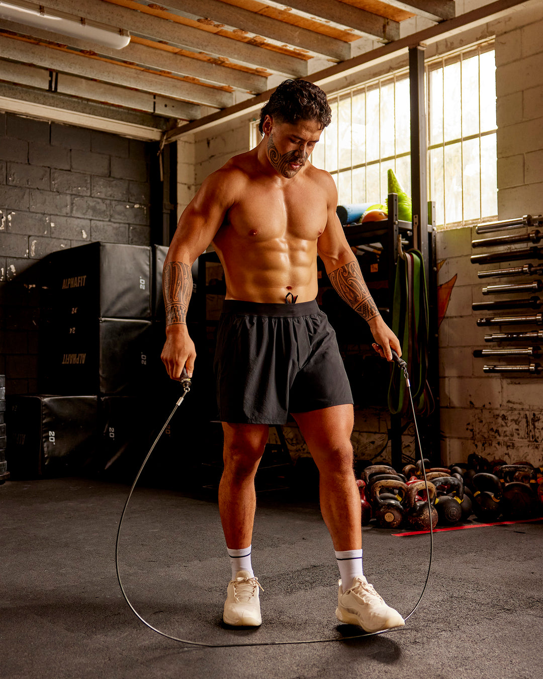 Man wearing Functional Training 5" Short - Black | Model:Hiko | Size:L - view 3