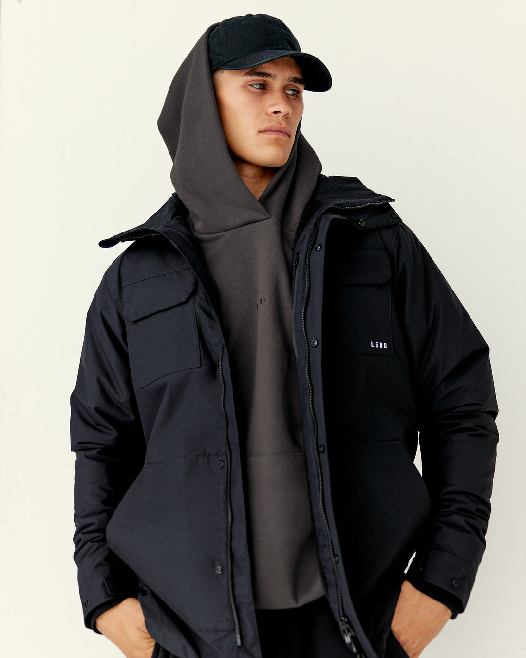 Man wearing Marshall 2.0 Jacket - Black | Model:Jackson | Size:L - view 1