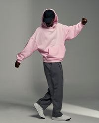 Man wearing Memory In Motion Ultra Heavyweight Washed Hoodie - Marshmallow Washed | Model:Okello | Size:L | Thumbnail Index: 2