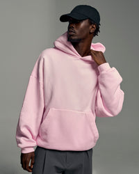 Man wearing Memory In Motion Ultra Heavyweight Washed Hoodie - Marshmallow Washed | Model:Okello | Size:L | Thumbnail Index: 5