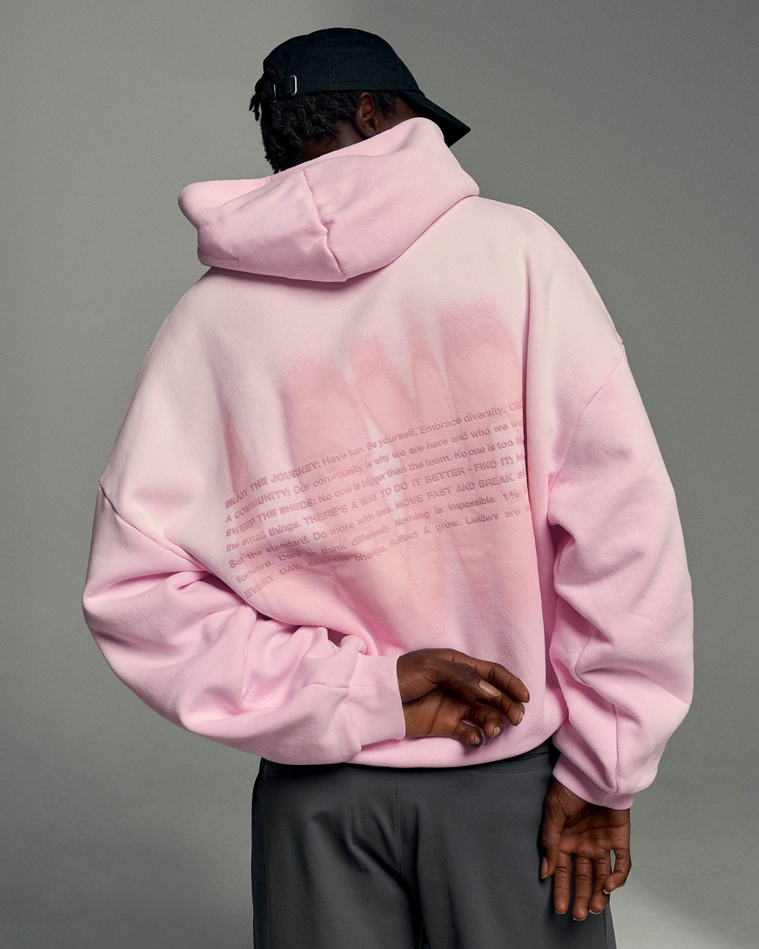 Man wearing Memory In Motion Ultra Heavyweight Washed Hoodie - Marshmallow Washed | Model:Okello | Size:L - view 2