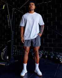 Man wearing Base FLXCotton Tee Oversized - White | Model:Xav | Size:L | Thumbnail Index: 3