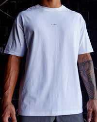 Man wearing Base FLXCotton Tee Oversized - White | Model:Xav | Size:L | Thumbnail Index: 0