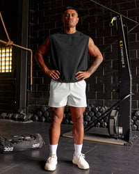 Man wearing Oversized Heavyweight Boxed Tank - Washed Black | Model:Xav | Size:L | Thumbnail Index: 3