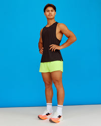 Man wearing Pace 3" Performance Short - Lime Glo | Model:George | Size:L | Thumbnail Index: 1