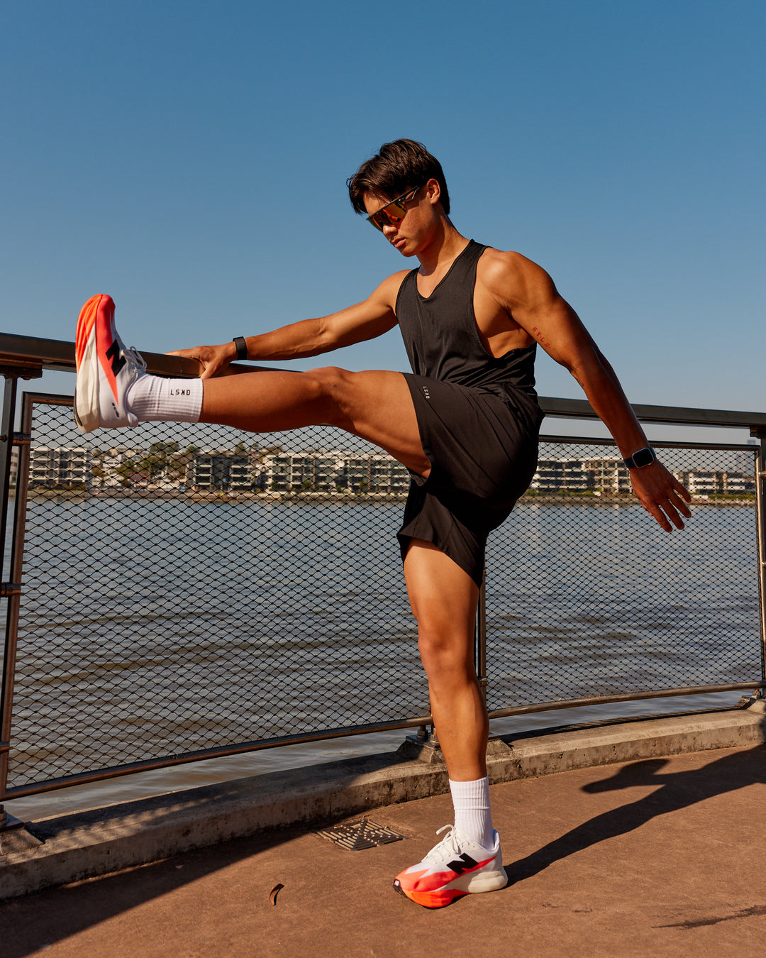 Model wearing Rep TRD Ripstop 7" Training Short - Black | Model:George | Size:L - view 6