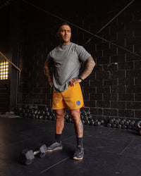 Man wearing Rise & Lift Washed FLXCotton Oversized Tee - Graphite-Purple Opulence | Model:Mathias | Size:L | Thumbnail Index: 3