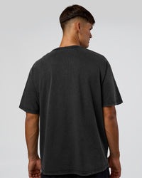 Man wearing 1% Better Every Day EST FLXCotton Oversized Tee - Black Washed | Model:Jackson | Size:L | Thumbnail Index: 5