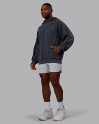 Man wearing 1% Better Value Series Oversized Hoodie - Black-Violet Ray | Model:Sam | Size:L | Thumbnail Index: 4