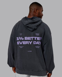 Man wearing 1% Better Value Series Oversized Hoodie - Black-Violet Ray | Model:Sam | Size:L | Thumbnail Index: 6