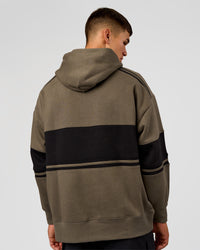 Man wearing A-Team Oversized Hoodie - Walnut Grey-Caviar | Model:Jackson | Size:L | Thumbnail Index: 8