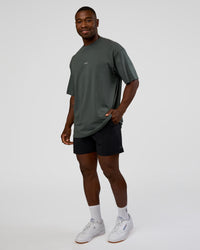 Man wearing Abstract Haze FLXCotton Tee - Carbon Green-Cantaloupe | Model:Sam | Size:L | Thumbnail Index: 2