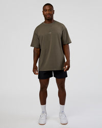 Man wearing Abstract Haze FLXCotton Tee - Walnut Grey-White | Model:Sam | Size:L | Thumbnail Index: 7