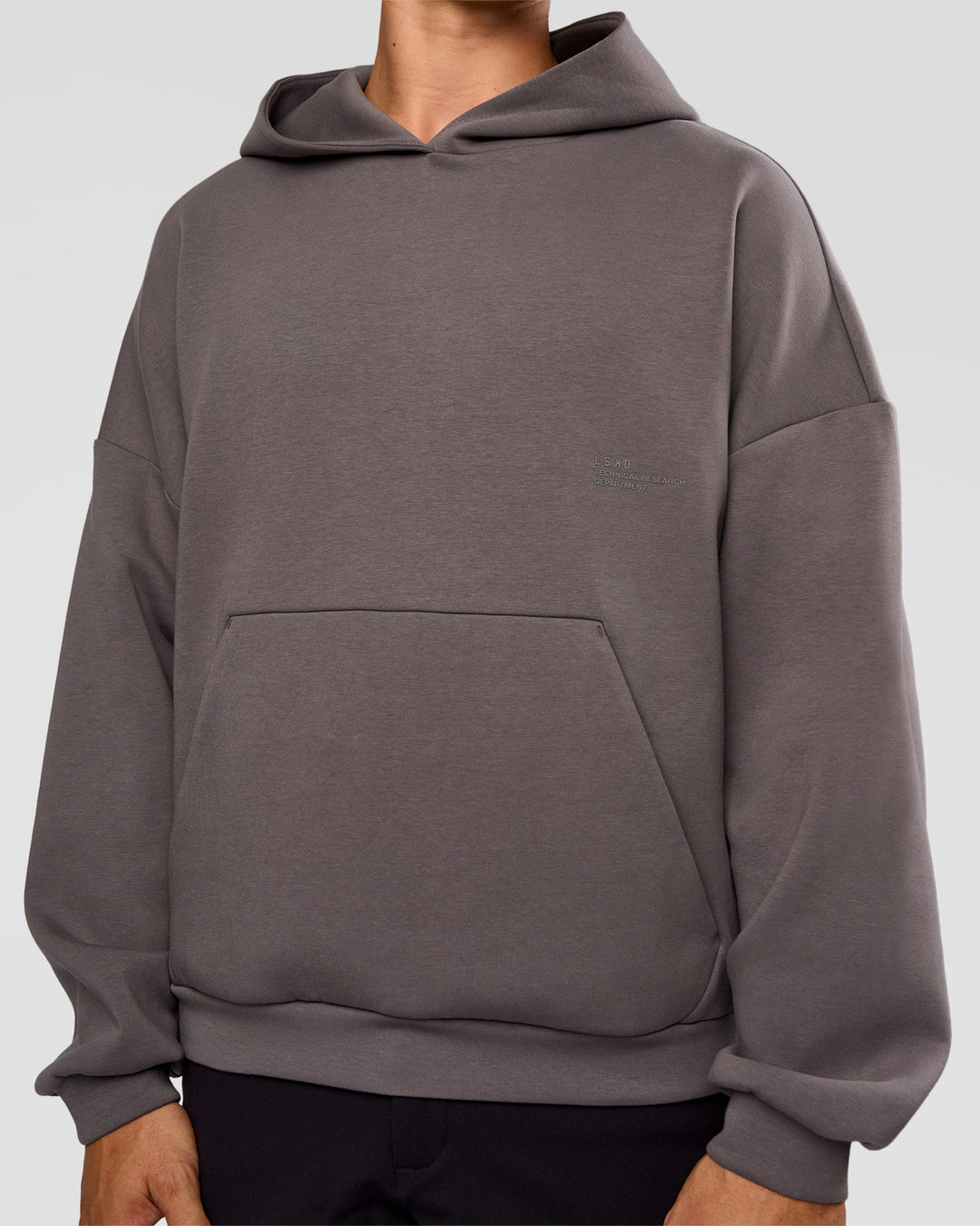 Man wearing AfterDark ZeroCrease Oversized Hoodie - Duskstone | Model:Jackson | Size:L - view 11
