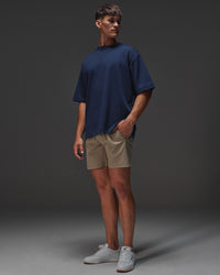 Man wearing AfterDark ZeroCrease Oversized Tee - Future Navy | Model:Jackson | Size:L | Thumbnail Index: 3