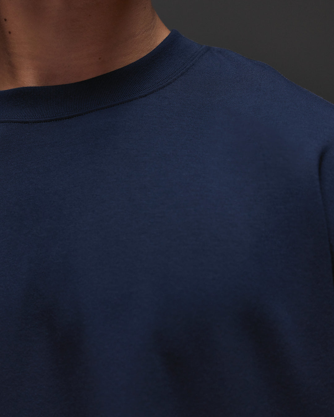 Man wearing AfterDark ZeroCrease Oversized Tee - Future Navy | Model:Jackson | Size:L - view 7