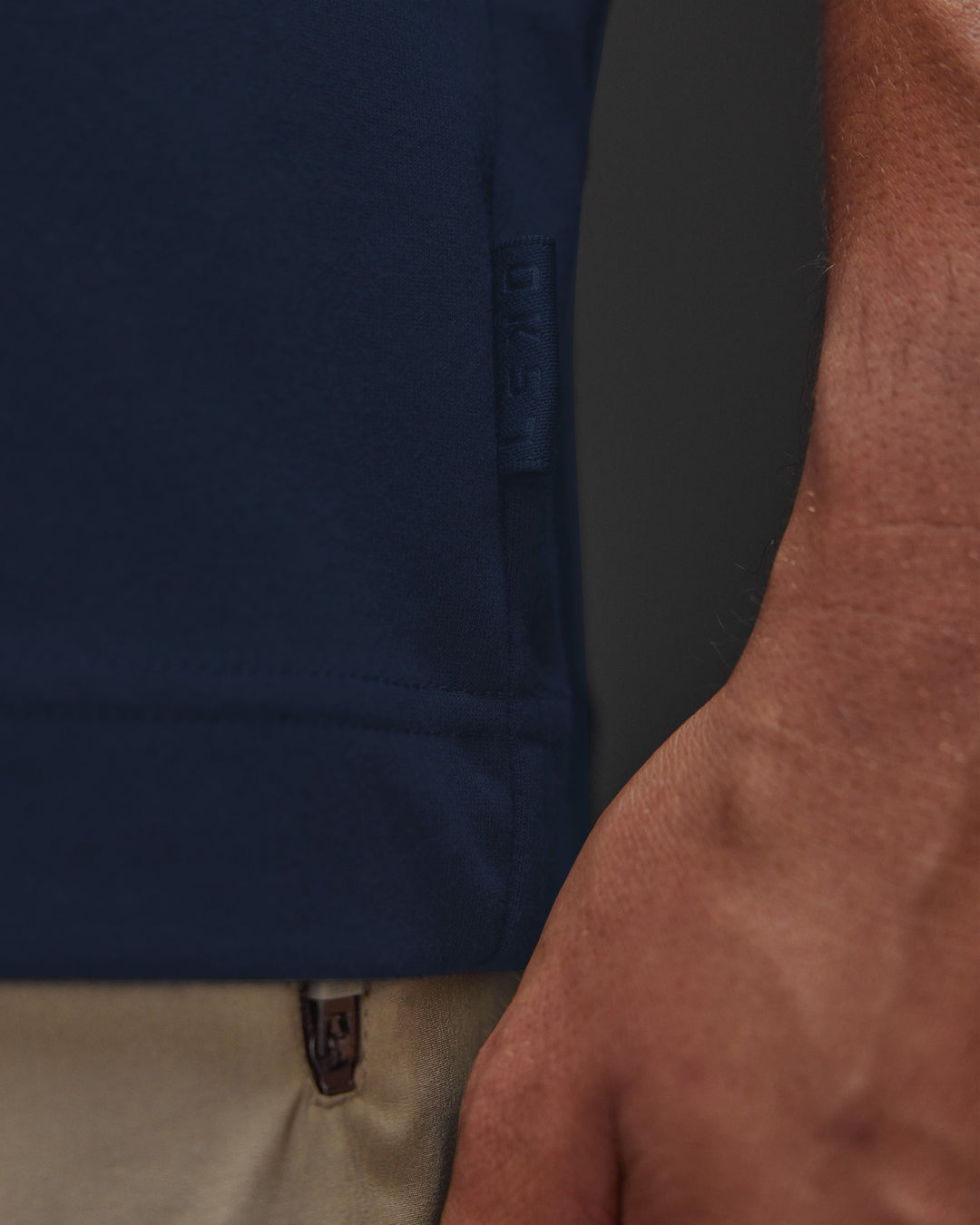Man wearing AfterDark ZeroCrease Oversized Tee - Future Navy | Model:Jackson | Size:L - view 8