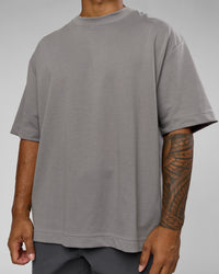 Man wearing AfterDark ZeroCrease Oversized Tee - Storm Front | Model:Xav | Size:L | Thumbnail Index: 2
