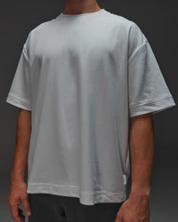 Man wearing AfterDark ZeroCrease Oversized Tee - White | Model:Jackson | Size:L | Thumbnail Index: 11