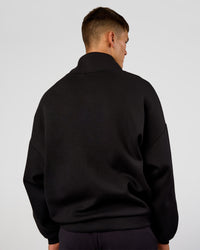 Man wearing AfterDark ZeroCrease Quarter Zip - Black | Model:Jackson | Size:L | Thumbnail Index: 5